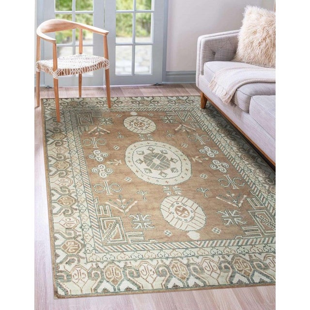 Contemporary 8x10 Brown Hand-Knotted Wool Triple Medallion Classic Traditional Carpet Rug For Sale - Image 3 of 9