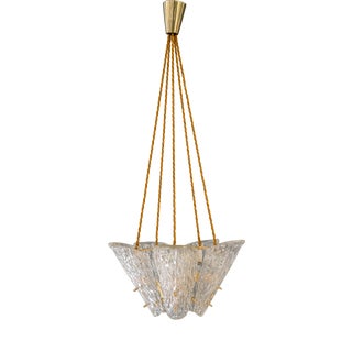 Vintage Klamar Chandelier with Textured Glass, 1950s For Sale