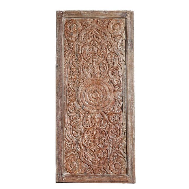 This stunning antique sliding barn door features an intricately hand-carved lotus motif, a timeless symbol of beauty and...