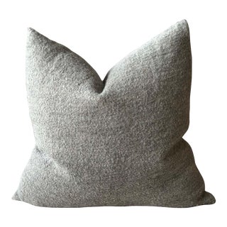 Wool Alpaca and Linen Pillow in Natural and Gray Tones Down Feather Insert For Sale