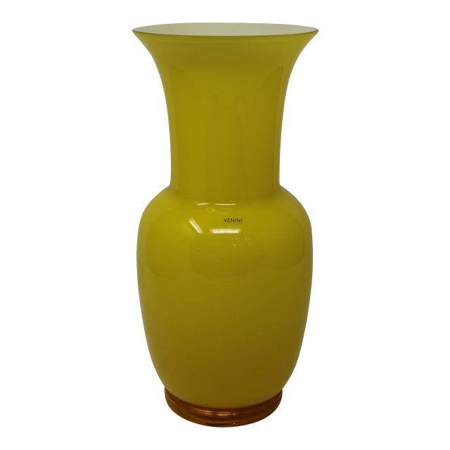 Opalino Vase by Venini - Yellow For Sale