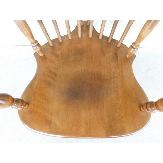 Late 20th Century Ethan Allen Heirloom Nutmeg Braceback Windsor Arm Chair 10-6020a For Sale - Image 5 of 13