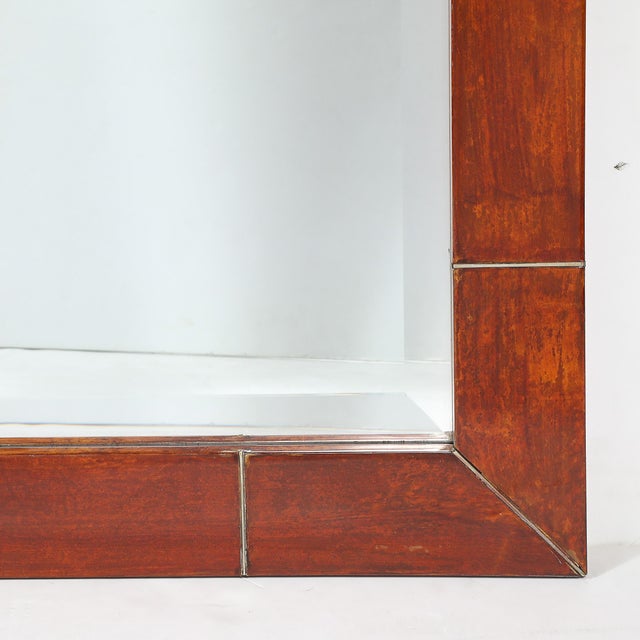 Mid-Century Tessellated Lacquered Goatskin Arched Mirror Signed Karl Springer For Sale In New York - Image 6 of 10