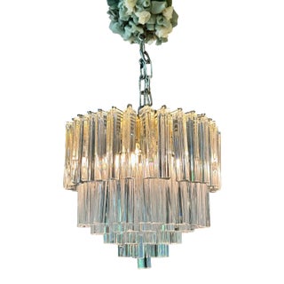 Mid Century Modern Venini Italian Crystal Chandelier For Sale