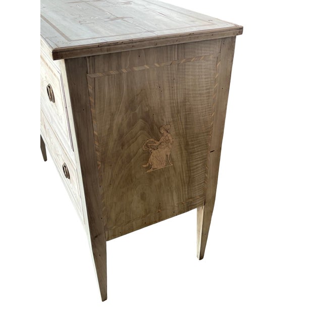 Italian Neoclassical Bleached Walnut Commode with Inlay, 19th Century For Sale - Image 14 of 15