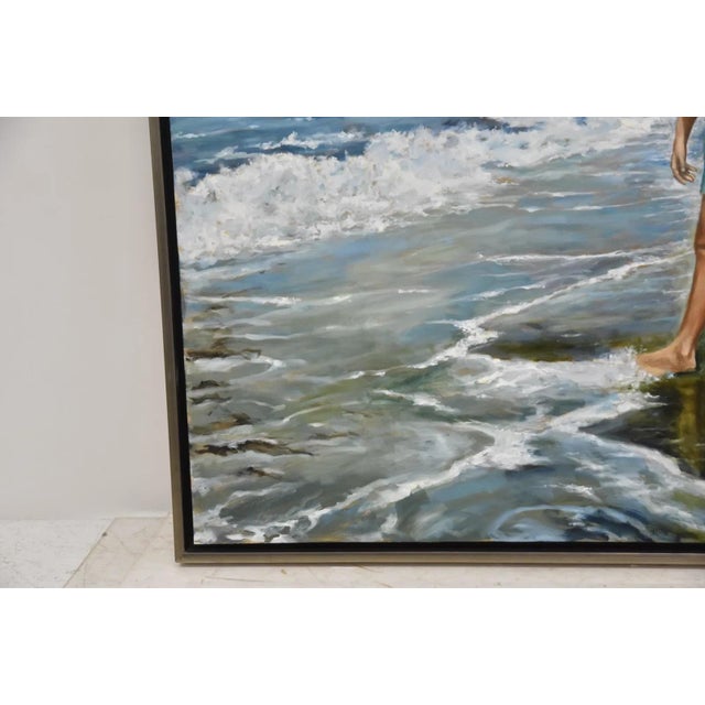 Late 20th Century Harry McCormick , Oil Painting Woman on Beach, Framed For Sale - Image 4 of 8
