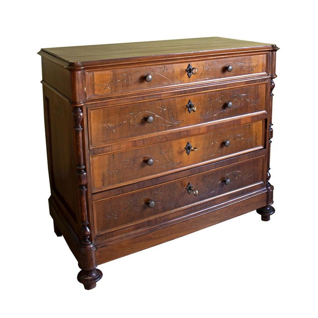 Antique 19th Century Walnut Chest of Drawers, 1890s For Sale - Image 10 of 10