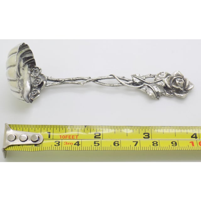 Vintage Italian Silver Mini Ladle, Rose Handle, Cocktail Garnish Serving (800 Silver) For Sale - Image 13 of 13