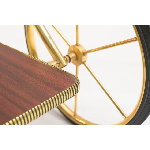 Vintage Hollywood Regency Gold-Colored Mahogany Trolley, 1960s For Sale - Image 11 of 16