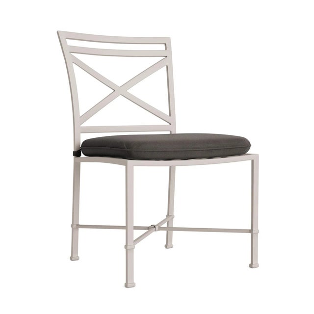 Brown Jordan Venetian Side Chair, Dove frame with Fusion Charcoal fabric For Sale - Image 12 of 12