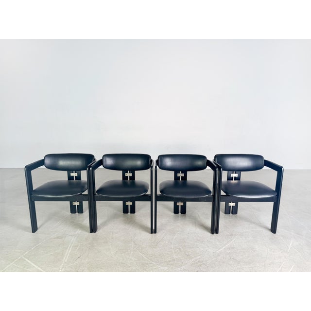 We are offering for sale a beautiful set of four vintage Pamplona chairs from the traditional Italian manufacturer Pozzi....