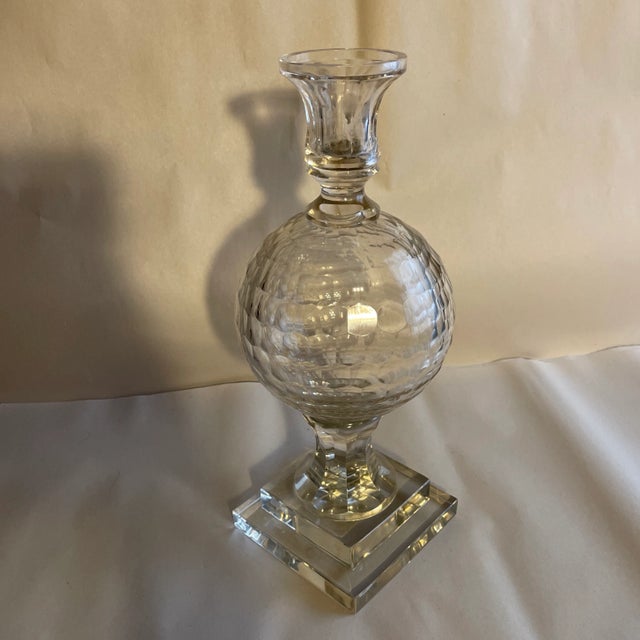Decoratively interesting Crystal Faceted Sphere or Globe on a plinth base with an opening at the top that could be used...