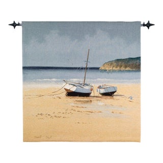Moored at Low Tide Loom Woven Tapestry - 130 X 132 Cm (4'3" X 4'4") - Requires Rod Size 3 For Sale