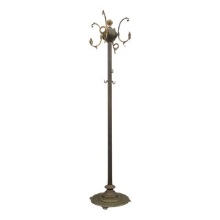 Floor Coat Rack in Gilt Brass and Bronze, 1970s For Sale
