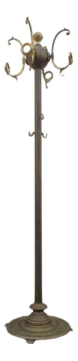 Floor Coat Rack in Gilt Brass and Bronze, 1970s