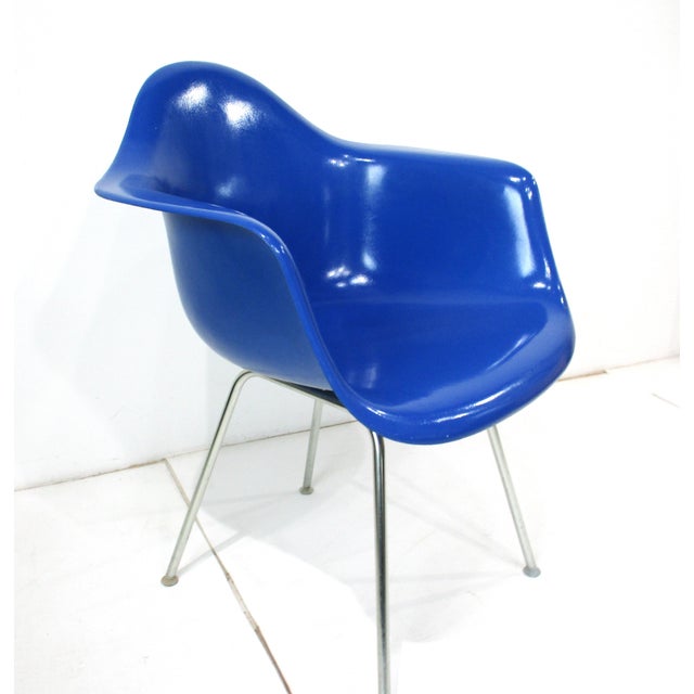 Eames Blue Arm Shell Chair by Herman Miller For Sale - Image 12 of 13