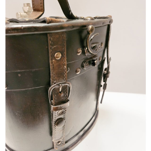 Metal Art Deco Hat Box in Wood, Leather and Brass, 1920s For Sale - Image 7 of 14