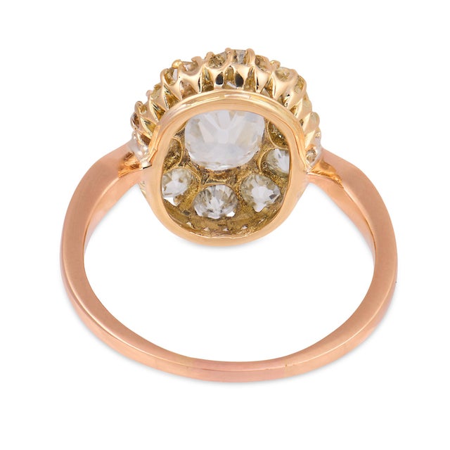 Early 20th Century Edwardian Gia 1.00 Carat Cushion Cut Diamond Cluster 14k Gold Engagement Ring, Size 6.75 For Sale In Los Angeles - Image 6 of 8