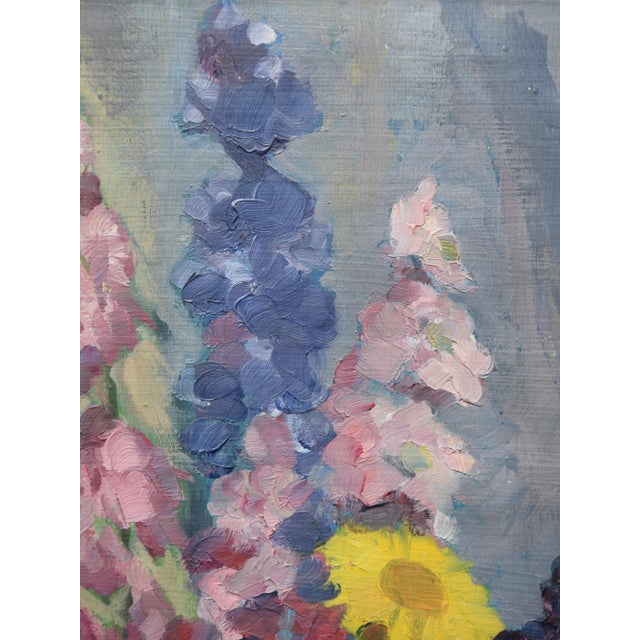 1950s Kurt Lauber, Still Life with Wildflowers, 1955, Oil on Cardboard, Framed For Sale - Image 5 of 8