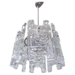 Austrian Frosted Glass and Nickel Chandelier by J. T. Kalmar for Kalmar, 1960s For Sale