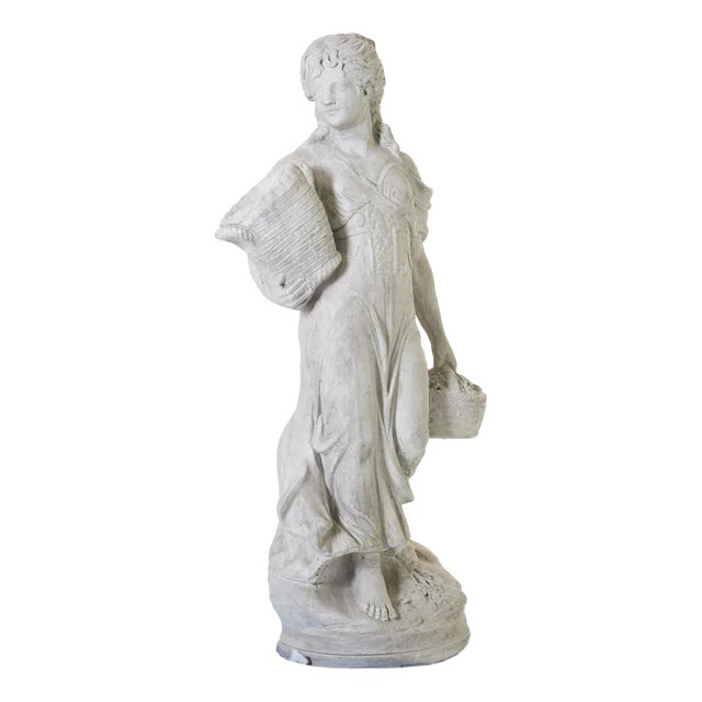 Garden Sculpture of Woman with Baskets, 1920s For Sale