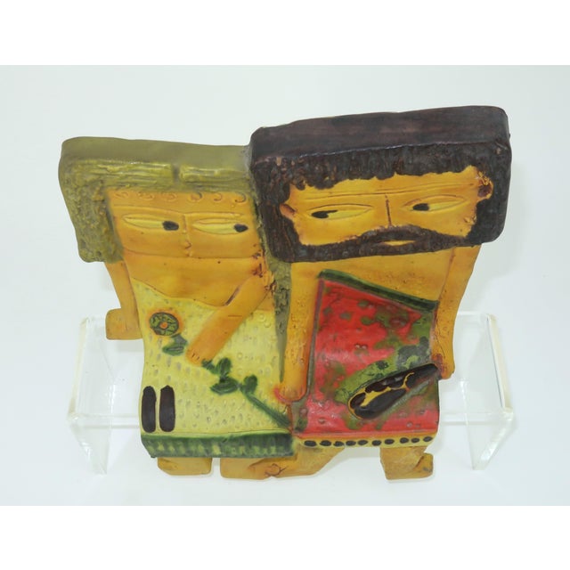 1960s Marcello Fantoni for Raymor Caveman Couple Italian Art Pottery Shelf Sitter, 1960's For Sale - Image 5 of 16