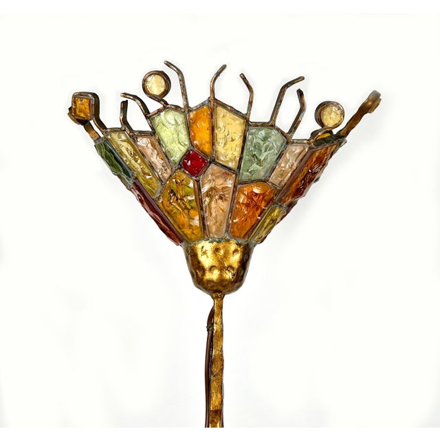 1970s Art Glass Brutalist Iron Floor Lamp by Albano Poli for Poliarte, Italy ,1970s For Sale - Image 5 of 13