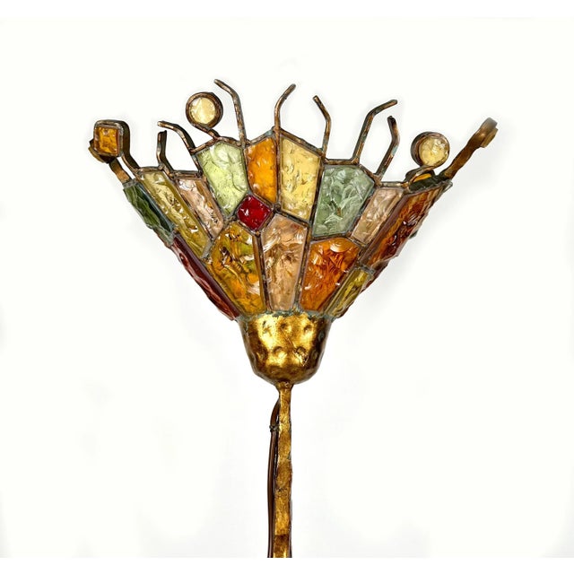 1970s Brutalist Art Glass and Iron Floor Lamp by Albano Poli for Poliarte, Italy, 1970s For Sale - Image 5 of 13