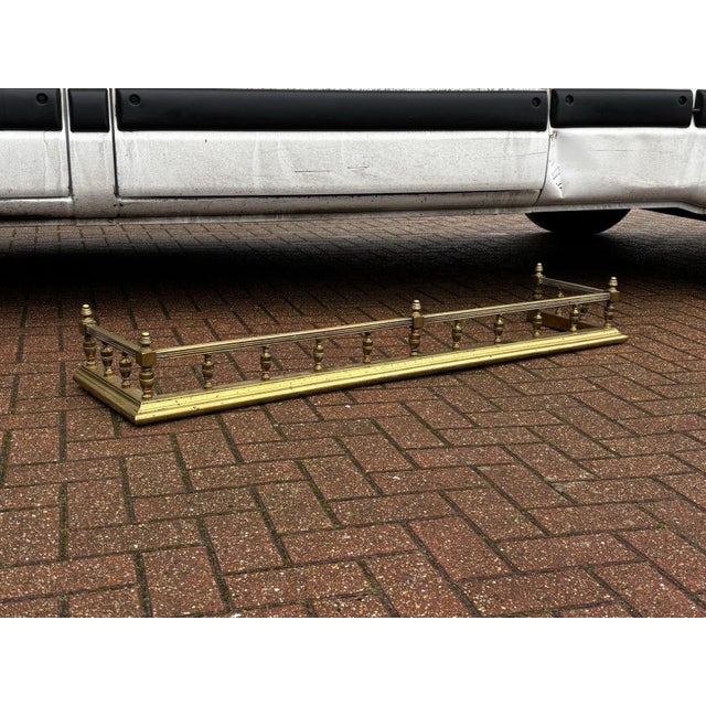 Victorian Brass Fireplace Fender For Sale - Image 4 of 7