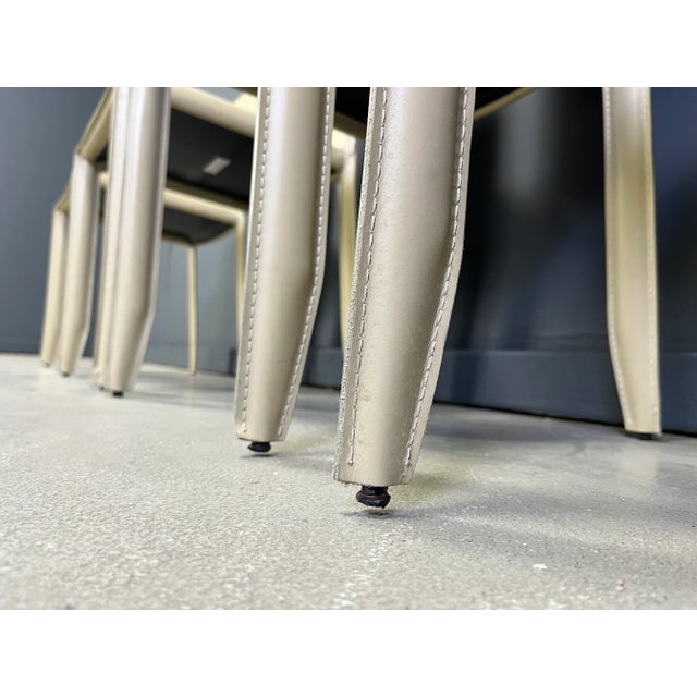 Beige Beige Leather Dining Chairs by Cattelan, Italy, 1980s, Set of 4 For Sale - Image 8 of 13