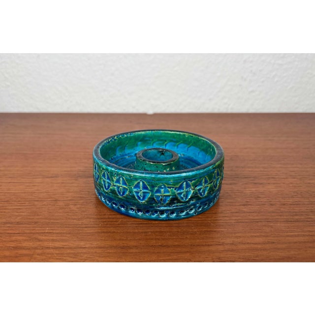 Mid-Century Modern Rimini Blu Pottery Candleholder by Aldo Londi for Bitossi, Italy, 1960s For Sale - Image 10 of 18