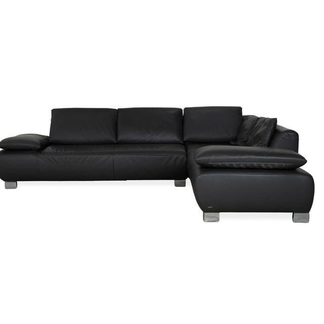 Black Leather Volare Corner Sofa with Manual Function from Koinor For Sale - Image 13 of 14