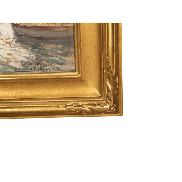 French Oil on Board ”Concarneau” by Eduard Richard For Sale - Image 3 of 10