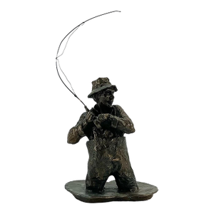 Original Retired Cast Bronze Titled "Hooked" by Mark Hopkins Circa 1989