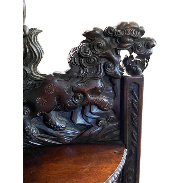 19th Century Carved Wood Rare Sino Brithsh Bureau Cabinet For Sale - Image 11 of 12