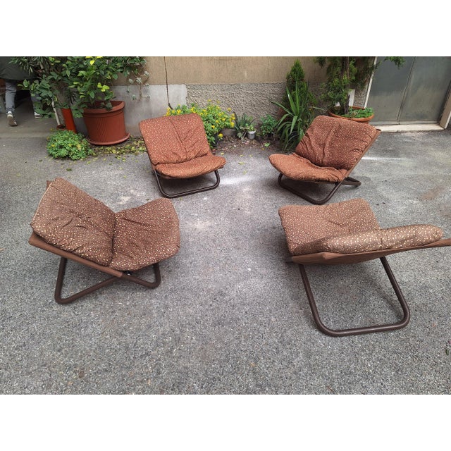 Arflex Vintage Cross Chair in Lacquered Metal and Fabric by Marcello Cuneo for Arflex, 1974 For Sale - Image 4 of 18