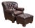 Vintage Oversized Tufted Leather Writers Chair With Ottoman For Sale