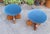 Modern Poufs in Light Wood and Blue Velvet Fabric from Artigianato Italiano, Set of 2 For Sale - Image 4 of 6