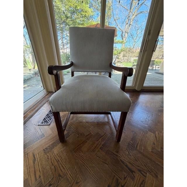 Beautiful Traditional Oak Parquet Dining Room Table and Chairs With 2 Exenstions For Sale - Image 15 of 17