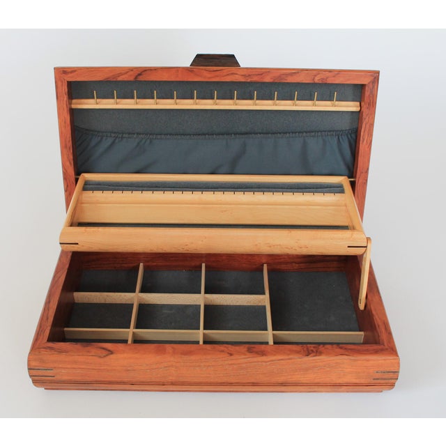 Vintage Handmade Inlaid Marquetry Wood Jewelry Box For Sale - Image 4 of 15