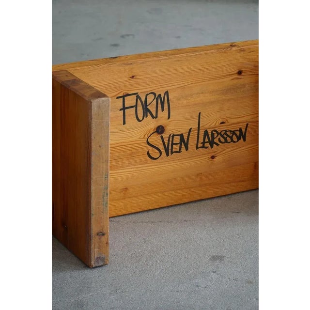 Swedish Modern Square Solid Pine Coffee Table attributed to Sven Larsson, Brutalist, 1970s For Sale - Image 4 of 11