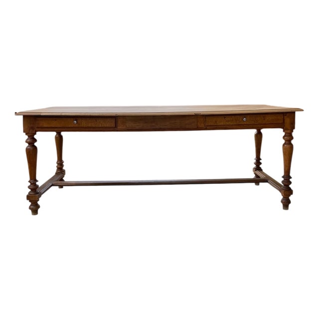 Drapery Farmhouse Table in Walnut For Sale