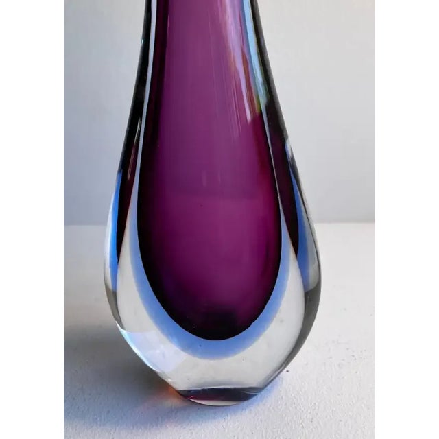 Glass Mid 20th Century Murano Glass Sommerso Stem Vase For Sale - Image 7 of 13