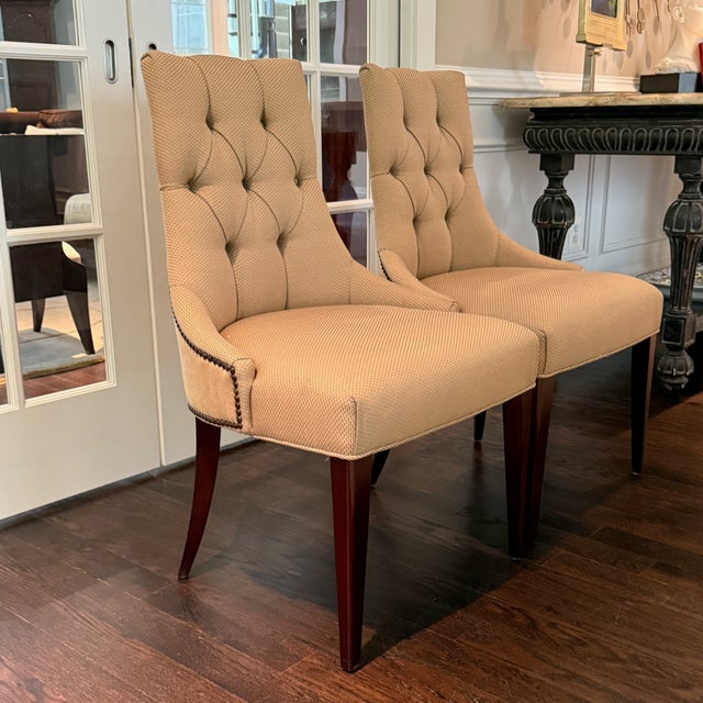 Hollywood Regency Pair Ritz Dining Chairs by Thomas Pheasant for Baker For Sale - Image 3 of 12