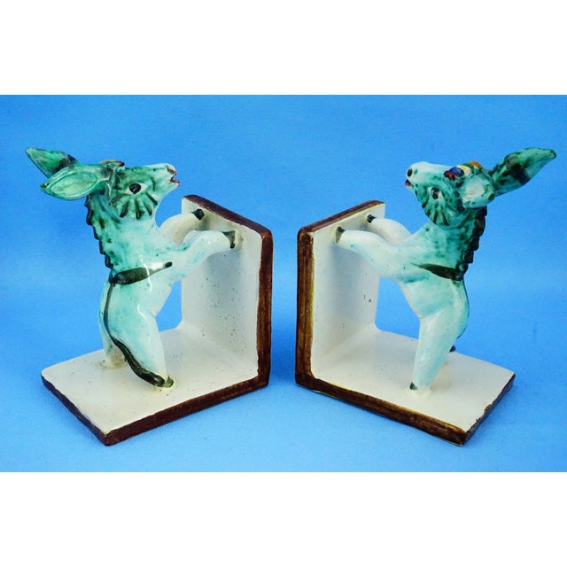 1940s Dölker School Sculptural Ceramic Donkey Bookends from Cas Vietri Solimene, 1940s, Set of 2 For Sale - Image 5 of 18