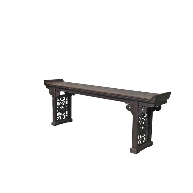 Monumental 18th-Century Chinese Elm Altar Table From Shanxi, Circa 1766 For Sale - Image 4 of 14