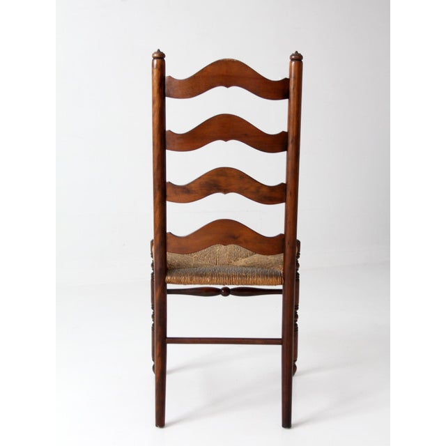 Vintage French Provincial Rush Seat Ladderback Chair For Sale - Image 10 of 14