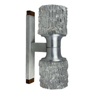 Wall Lamp in Aluminum and Crystal, 1970s For Sale