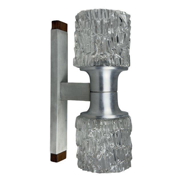 Wall Lamp in Aluminum and Crystal, 1970s For Sale