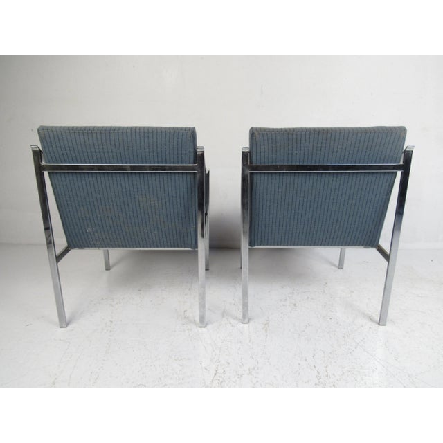 1970s Pair of Mid-Century Modern Chrome Lounge Chairs - 2 Pieces For Sale - Image 9 of 12